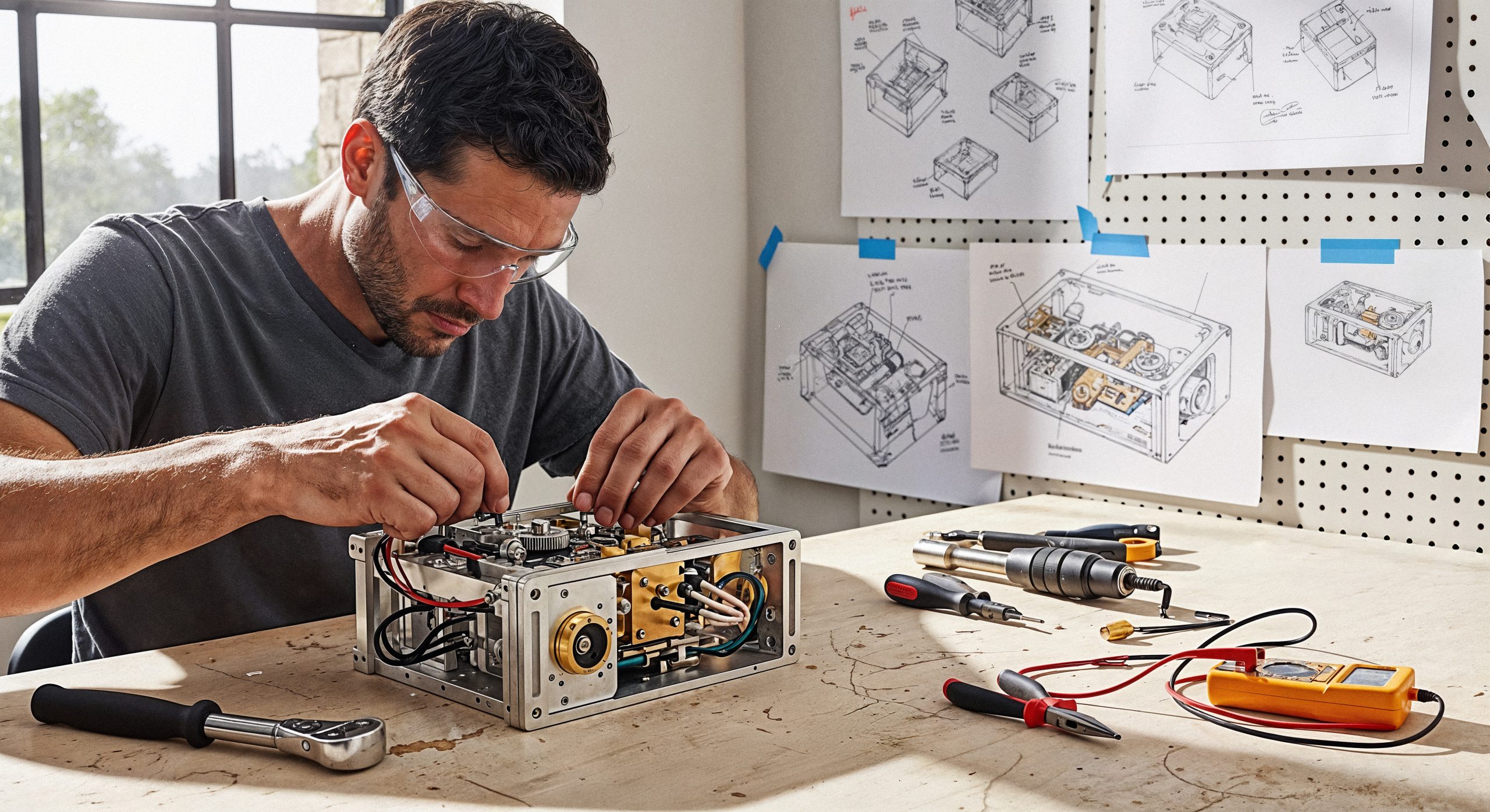 man-assembling-electronic-device-with-diagrams