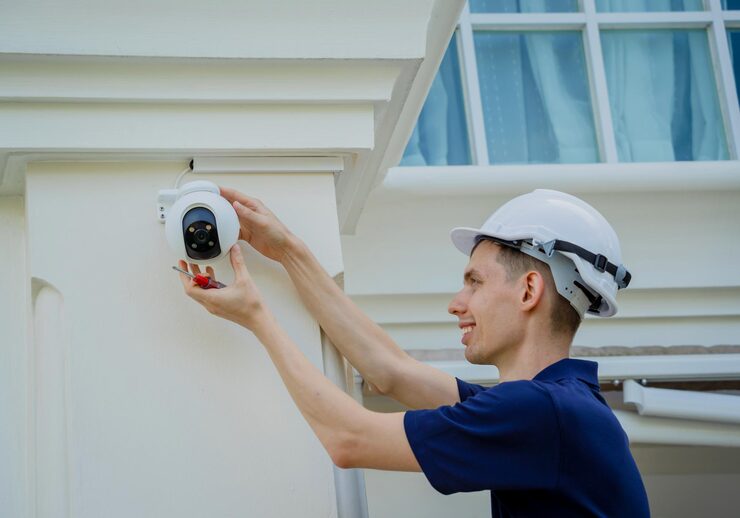 technician-installs-cctv-camera-facade-residential-building_179755-25485